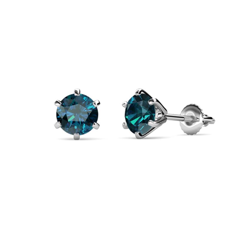 Kenna Blue Diamond (4mm) Martini Solitaire Stud Earrings 