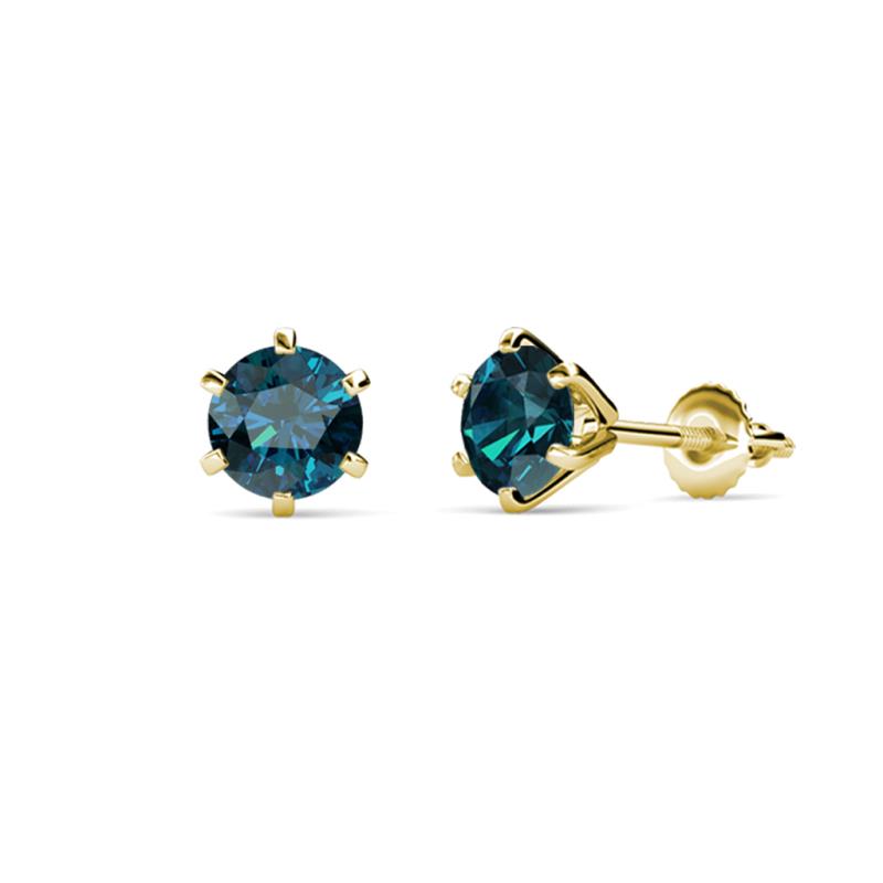 Kenna Blue Diamond (4mm) Martini Solitaire Stud Earrings 