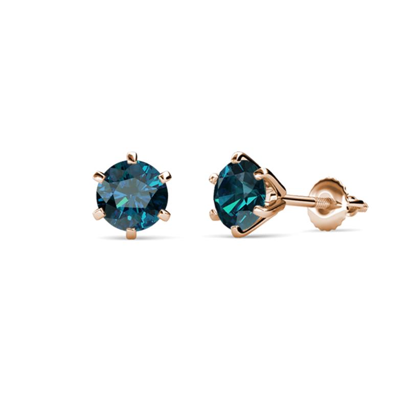 Kenna Blue Diamond (4mm) Martini Solitaire Stud Earrings 
