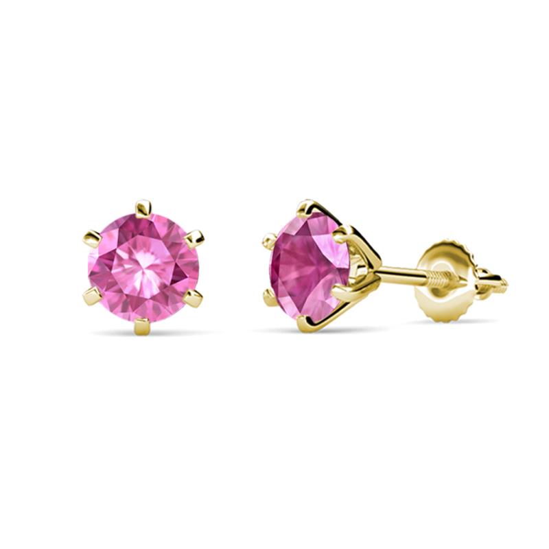 Kenna Lab Created Pink Sapphire (5mm) Martini Solitaire Stud Earrings 