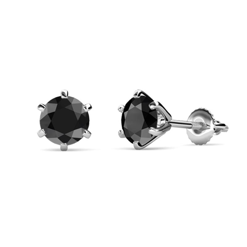 Kenna Black Diamond Martini Solitaire Stud Earrings Black Diamond Six Prong Martini Solitaire Stud Earrings ctw K White Gold