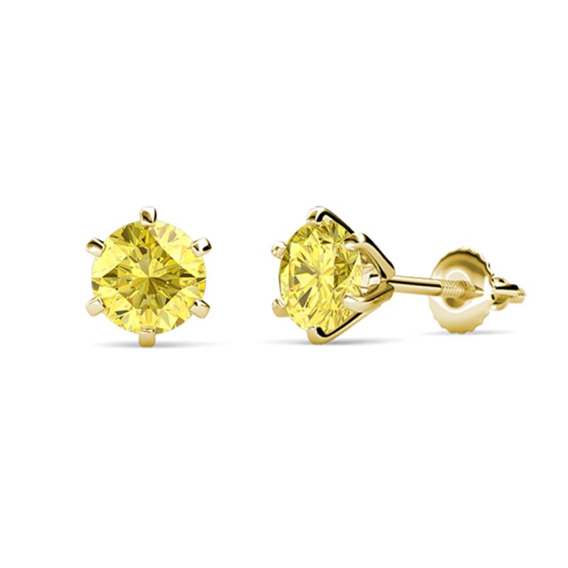 Kenna Lab Created Yellow Sapphire (5mm) Martini Solitaire Stud Earrings 