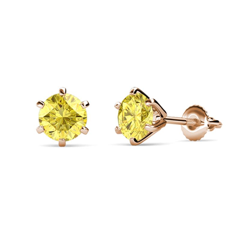 Kenna Lab Created Yellow Sapphire (5mm) Martini Solitaire Stud Earrings 