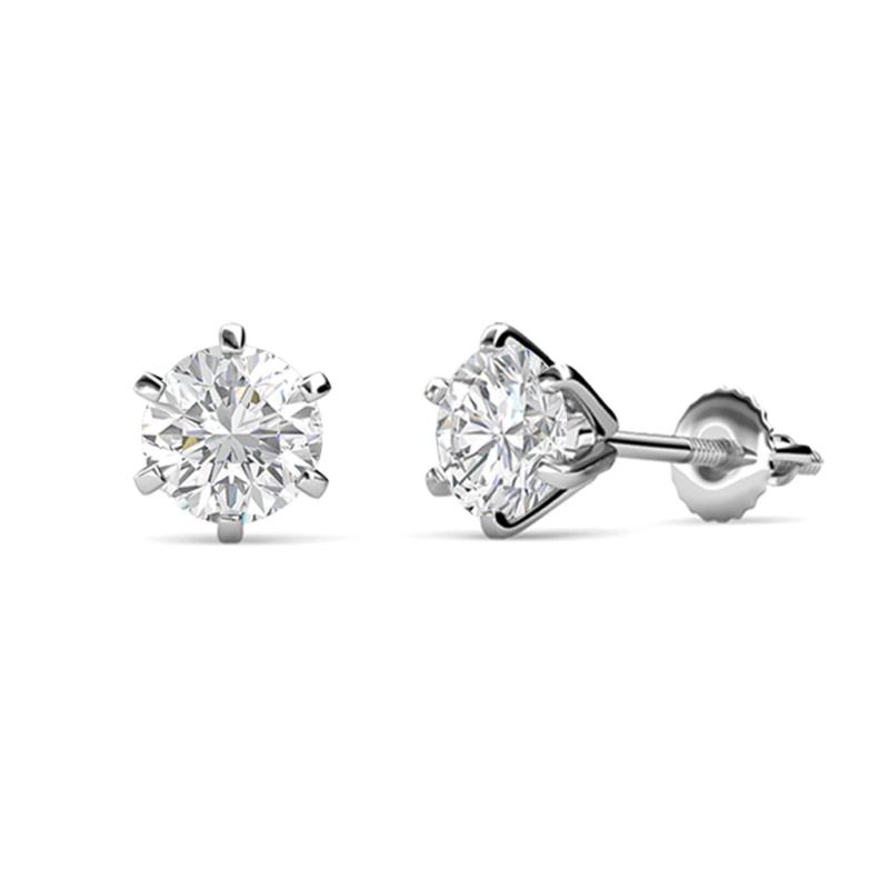 Kenna White Sapphire (5mm) Martini Solitaire Stud Earrings 