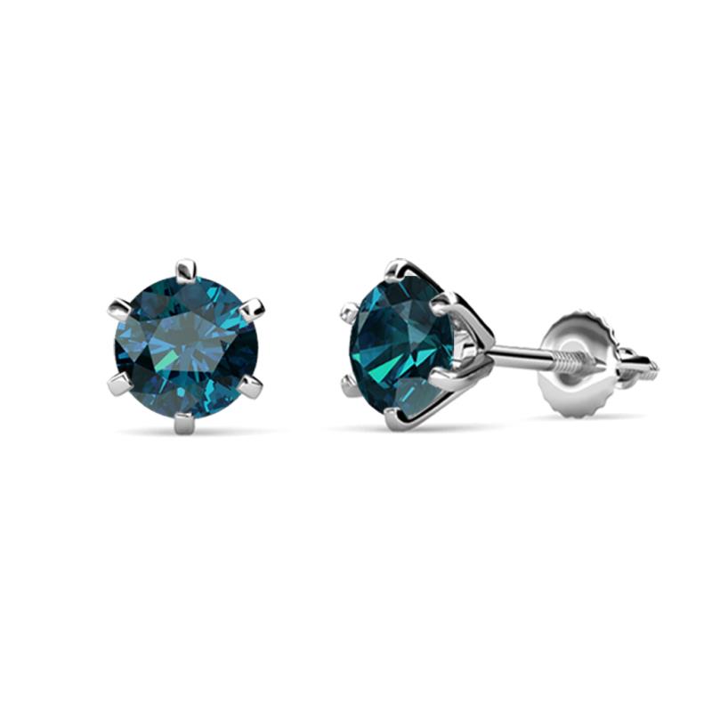 Kenna Blue Diamond (5mm) Martini Solitaire Stud Earrings 