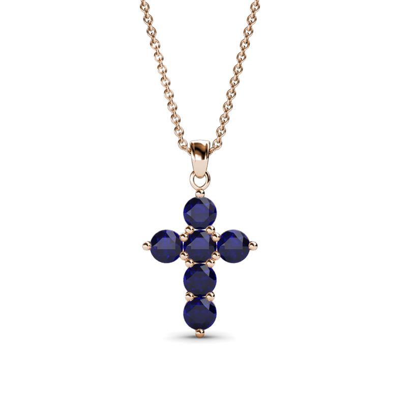 Isabella Blue Sapphire Cross Pendant 