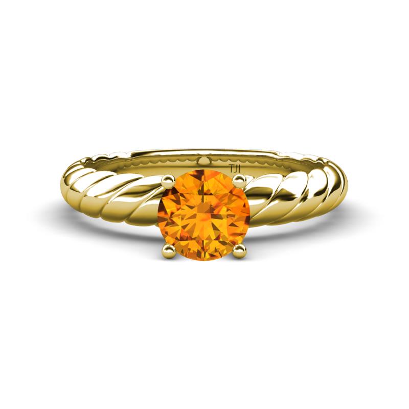 Eudora Classic 6.50 mm Round Citrine Solitaire Engagement Ring 