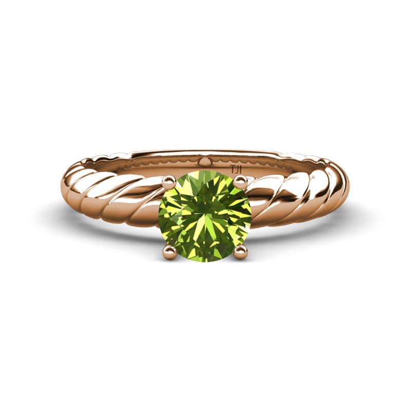 Eudora Classic 6.50 mm Round Peridot Solitaire Engagement Ring 