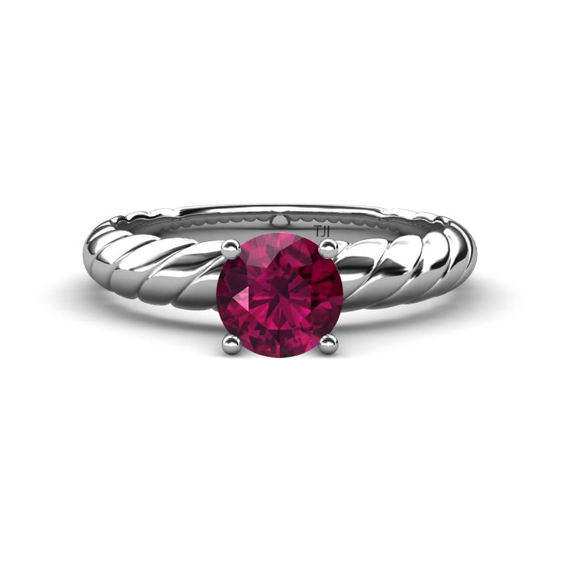 Eudora Classic 6.50 mm Round Rhodolite Garnet Solitaire Engagement Ring 