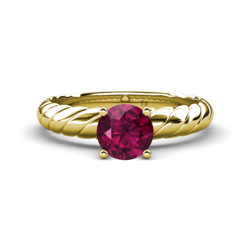 Eudora Classic 6.50 mm Round Rhodolite Garnet Solitaire Engagement Ring 