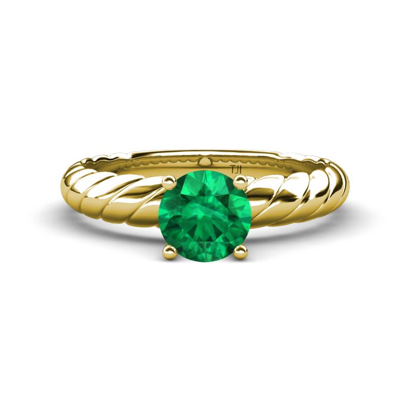 Eudora Classic 6.00 mm Round Emerald Solitaire Engagement Ring 