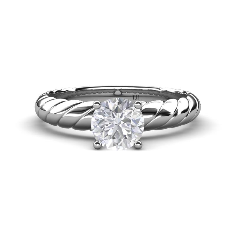 Eudora Classic 6.00 mm Round White Sapphire Solitaire Engagement Ring 
