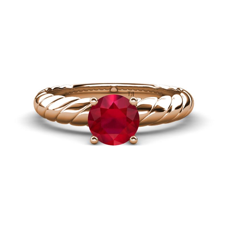 Eudora Classic 6.00 mm Round Ruby Solitaire Engagement Ring 
