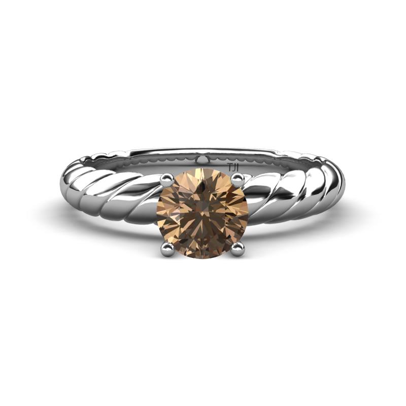 Eudora Classic 6.50 mm Round Smoky Quartz Solitaire Engagement Ring 