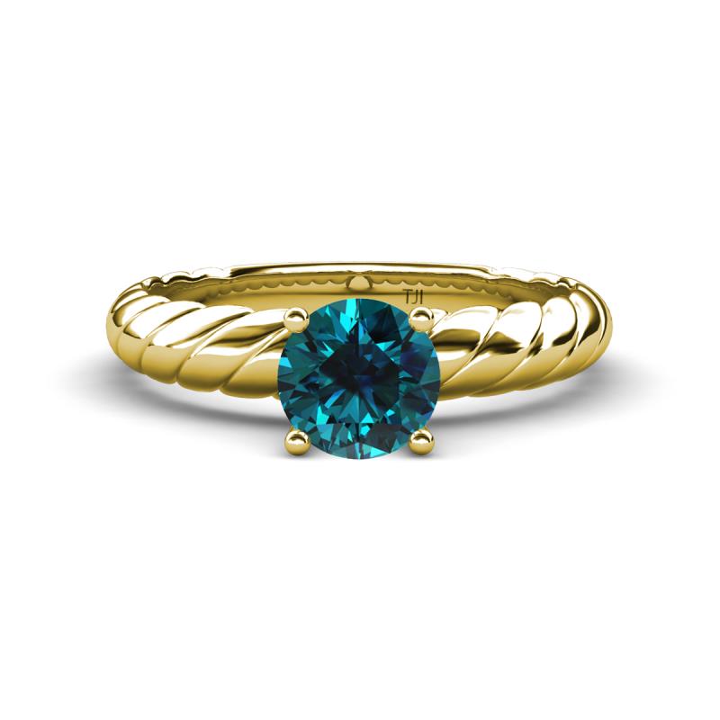 Eudora Classic 6.00 mm Round Blue Diamond Solitaire Engagement Ring 