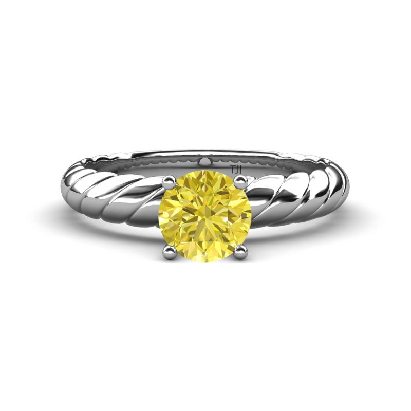 Eudora Classic 6.00 mm Round Yellow Diamond Solitaire Engagement Ring 