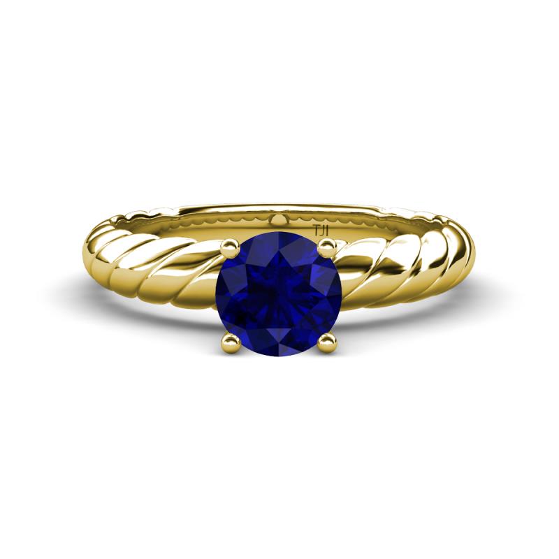 Eudora Classic 6.00 mm Round Blue Sapphire Solitaire Engagement Ring 