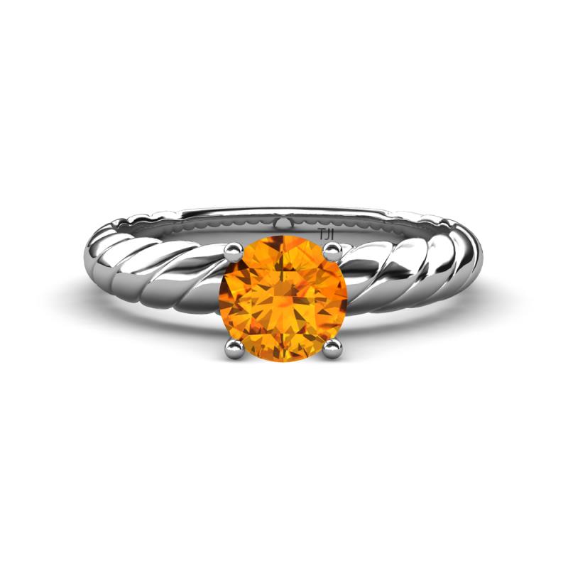 Eudora Classic 6.50 mm Round Citrine Solitaire Engagement Ring 