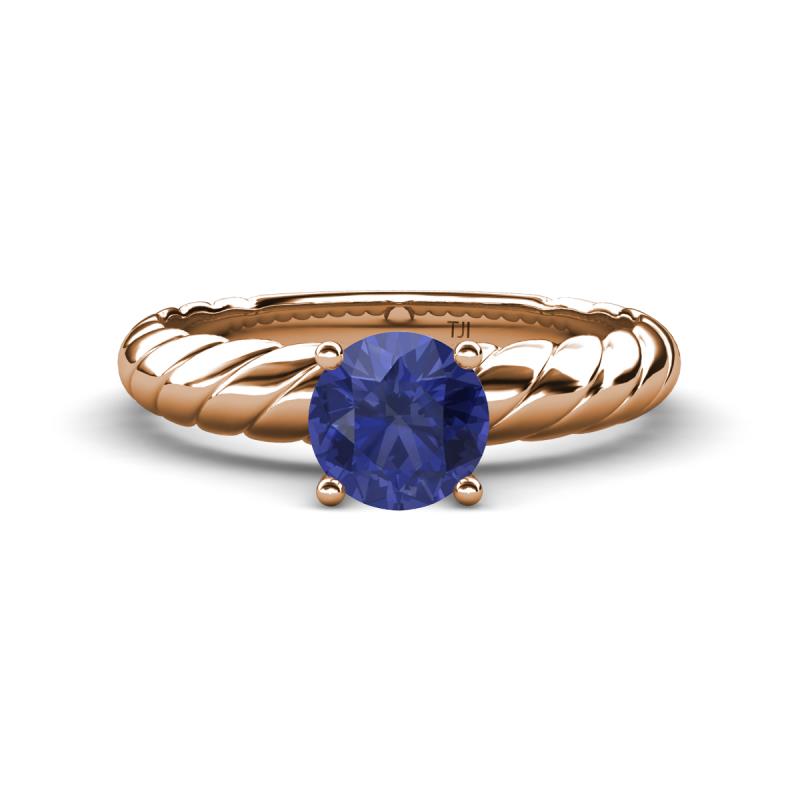Eudora Classic 6.50 mm Round Iolite Solitaire Engagement Ring 