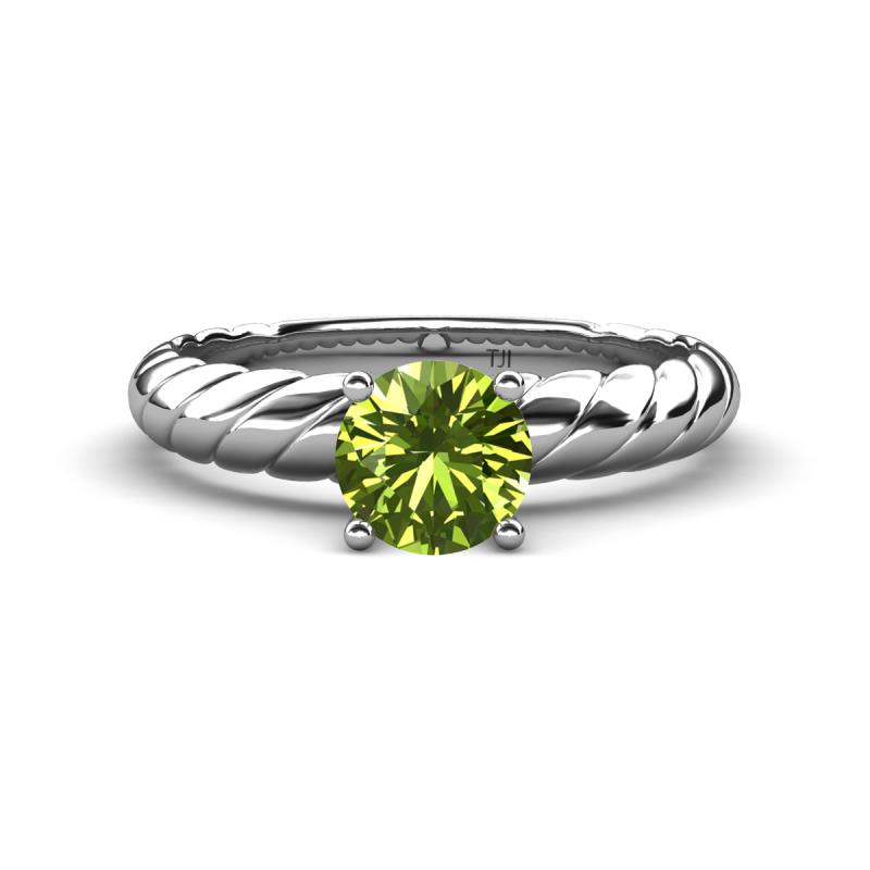 Eudora Classic 6.50 mm Round Peridot Solitaire Engagement Ring 