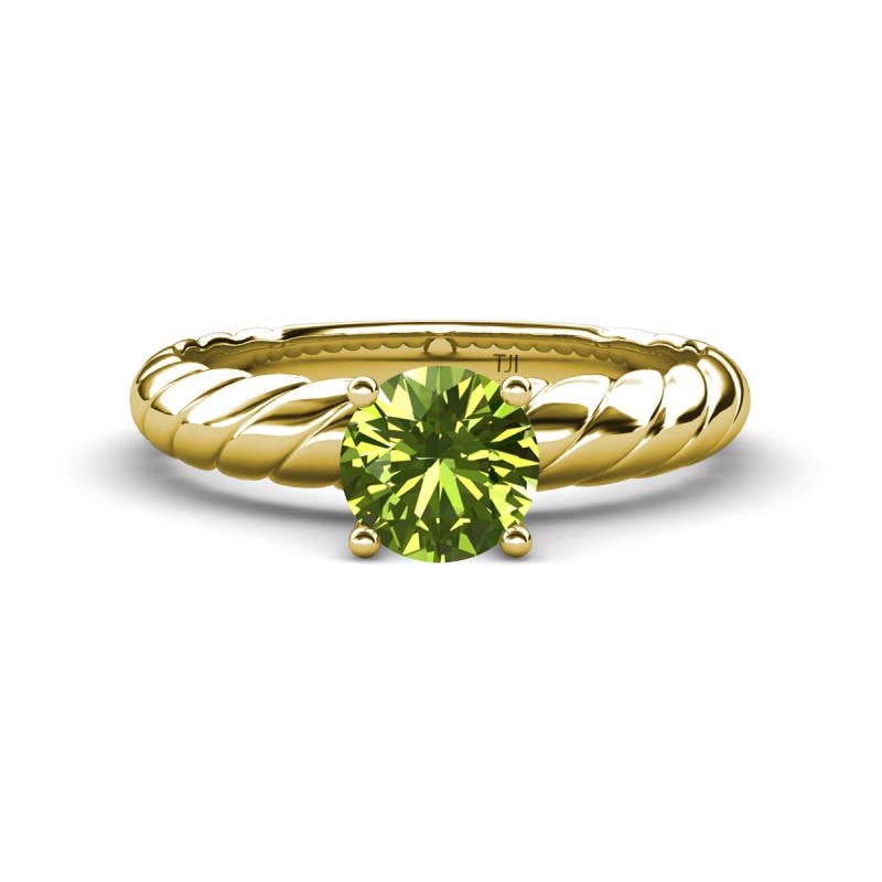 Eudora Classic 6.50 mm Round Peridot Solitaire Engagement Ring 