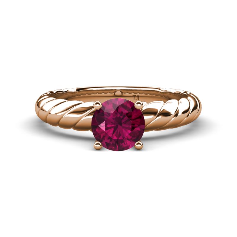 Eudora Classic 6.50 mm Round Rhodolite Garnet Solitaire Engagement Ring 