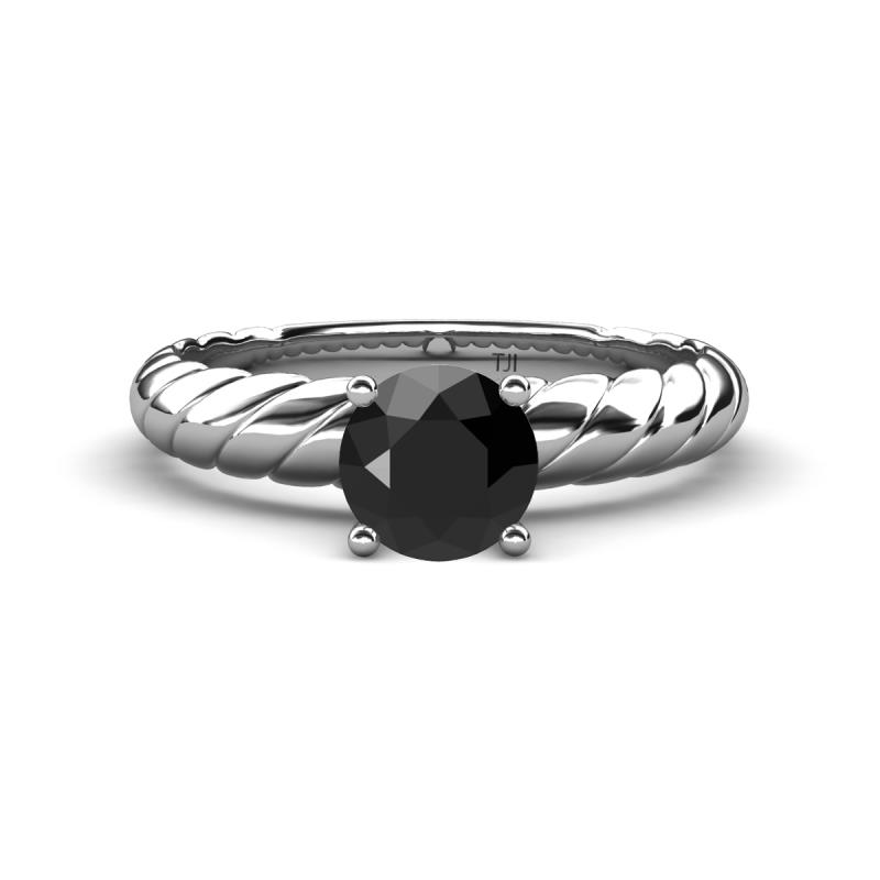 Eudora Classic 6.00 mm Round Black Diamond Solitaire Engagement Ring 