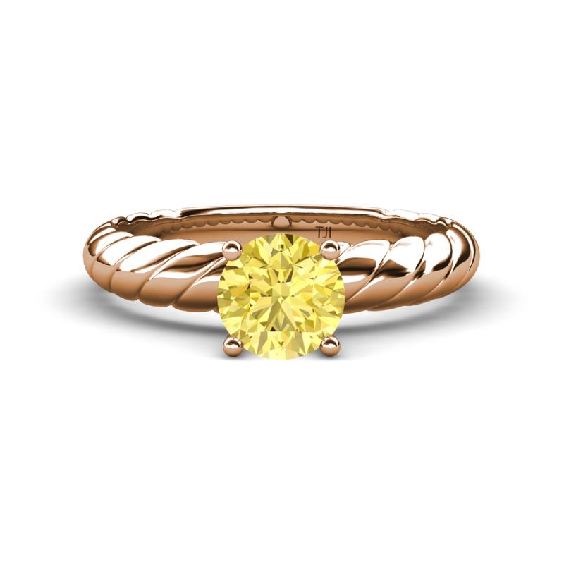 Eudora Classic 6.00 mm Round Lab Created Yellow Sapphire Solitaire Engagement Ring 