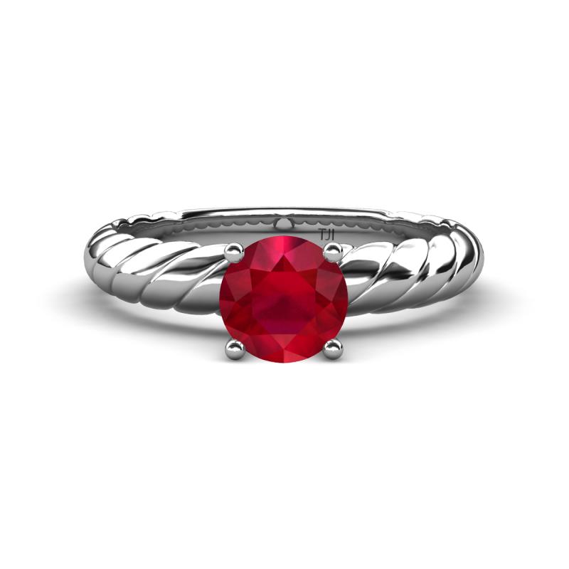 Eudora Classic 6.00 mm Round Ruby Solitaire Engagement Ring 