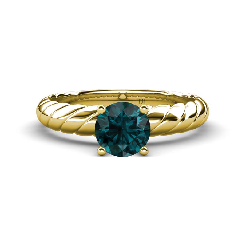 Eudora Classic 6.50 mm Round London Blue Topaz Solitaire Engagement Ring 