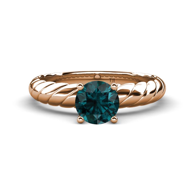 Eudora Classic 6.50 mm Round London Blue Topaz Solitaire Engagement Ring 