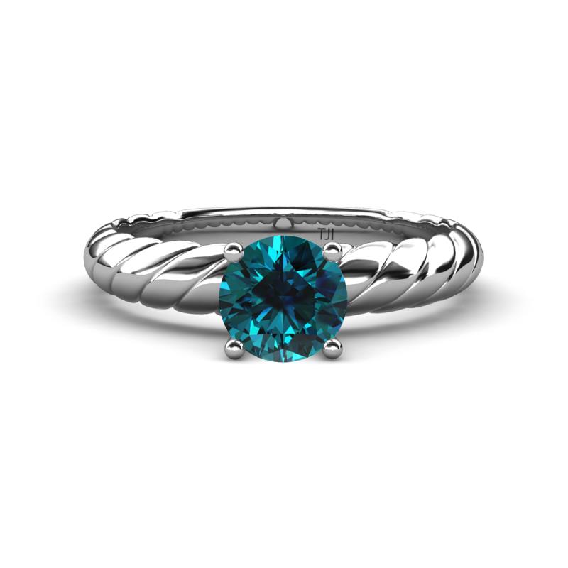 Eudora Classic 6.00 mm Round Blue Diamond Solitaire Engagement Ring 