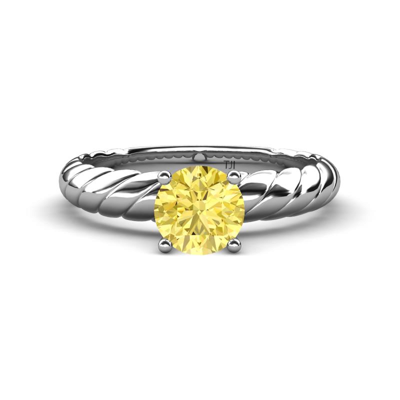 Eudora Classic 6.00 mm Round Lab Created Yellow Sapphire Solitaire Engagement Ring 