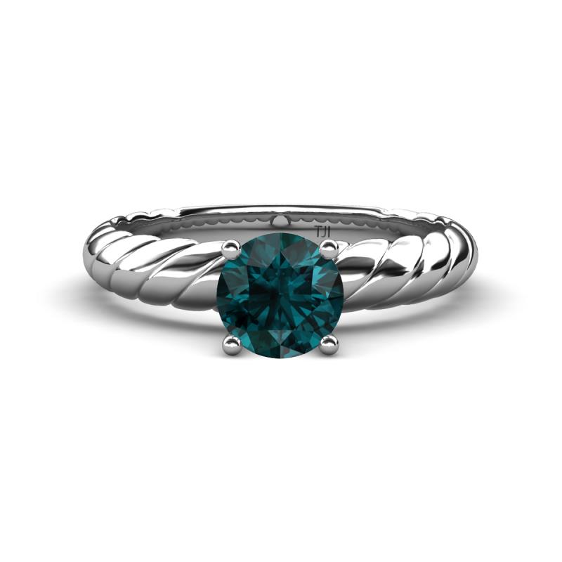 Eudora Classic 6.50 mm Round London Blue Topaz Solitaire Engagement Ring 