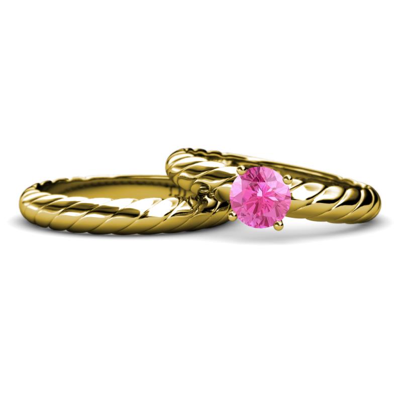Eudora 0.95 ct Classic Pink Sapphire Solitaire Bridal Set Ring 