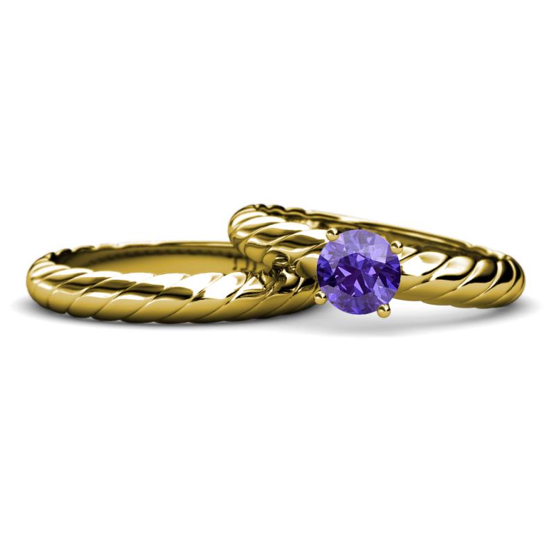 Eudora 0.80 ct Classic Iolite Solitaire Bridal Set Ring 