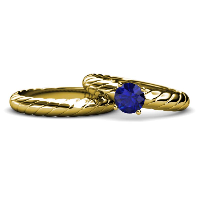 Eudora 1.15 ct Classic Blue Sapphire Solitaire Bridal Set Ring 