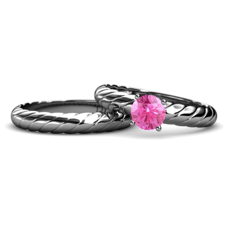 Eudora 0.95 ct Classic Pink Sapphire Solitaire Bridal Set Ring 