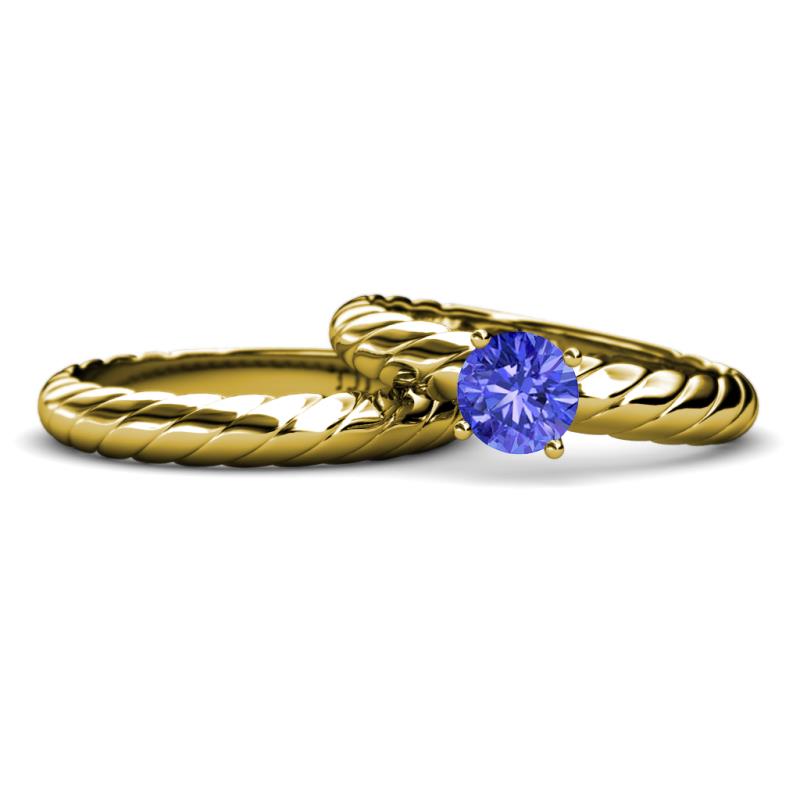 Eudora 0.92 ct Classic Tanzanite Solitaire Bridal Set Ring 