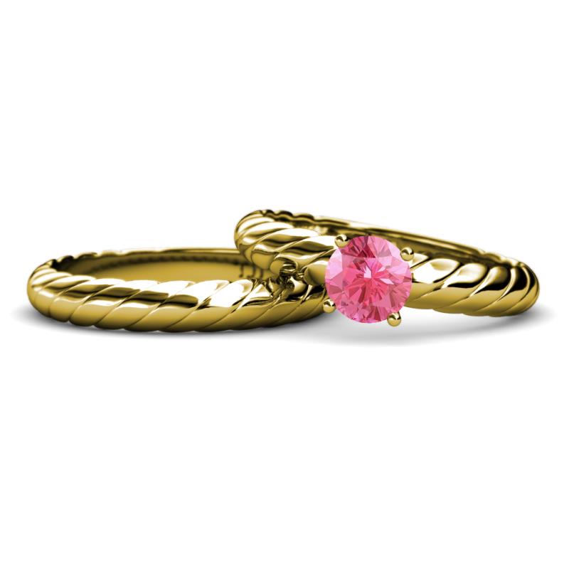 Eudora 0.87 ct Classic Pink Tourmaline Solitaire Bridal Set Ring 