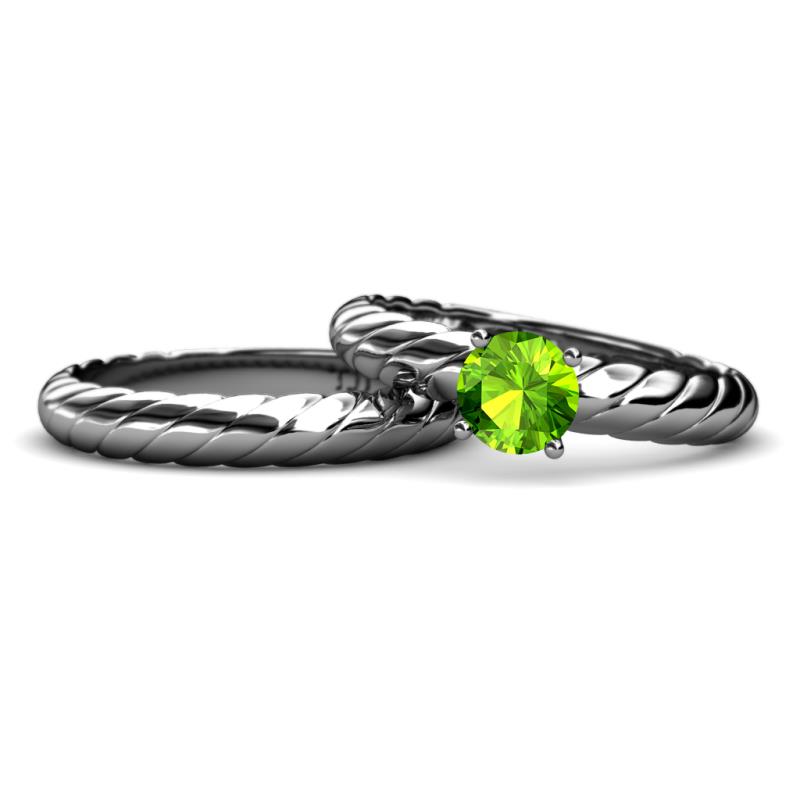 Eudora 1.10 ct Classic Peridot Solitaire Bridal Set Ring 