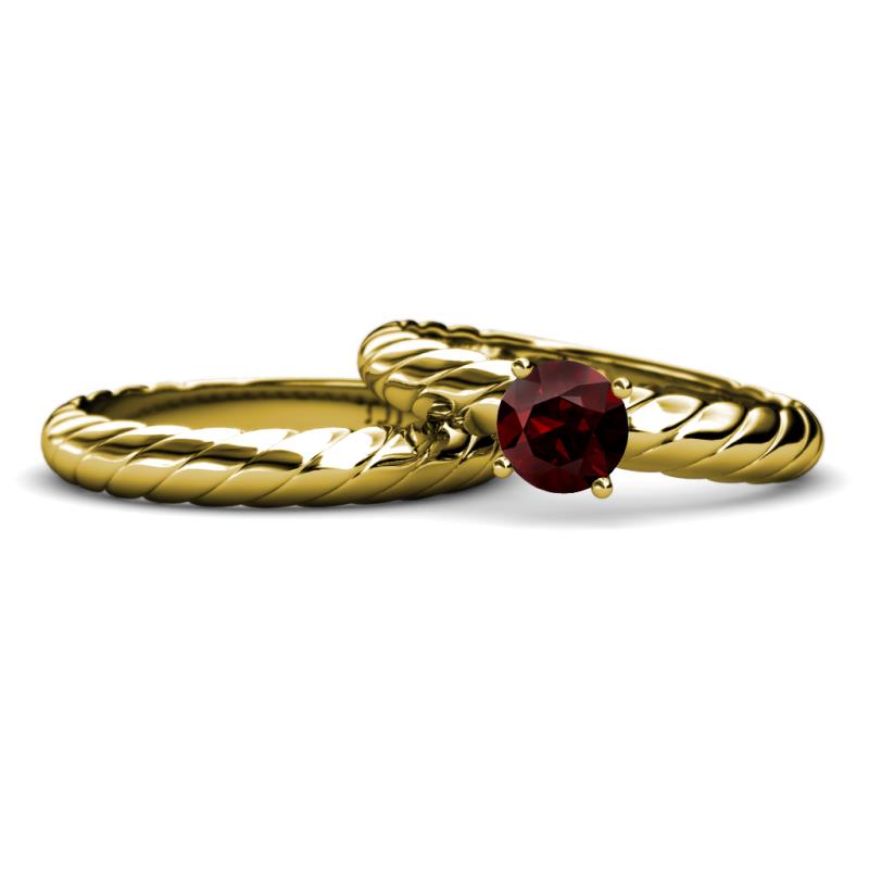 Eudora 1.05 ct Classic Red Garnet Solitaire Bridal Set Ring 