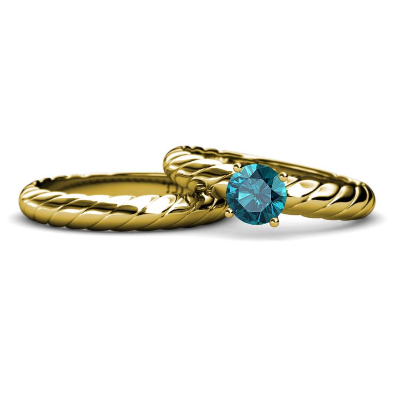 Eudora 0.95 ct Classic London Blue Topaz Solitaire Bridal Set Ring 