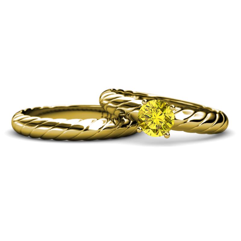 Eudora 1.00 ct Classic Yellow Diamond Solitaire Bridal Set Ring 