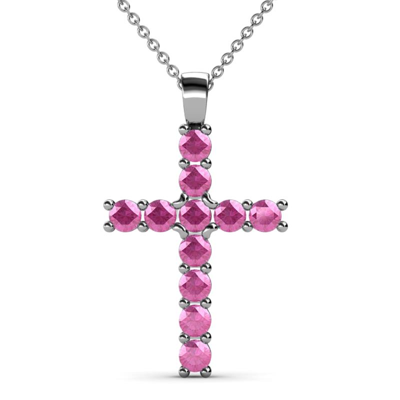 Elihu Pink Sapphire Cross Pendant Pink Sapphire Womens Cross Pendant Necklace ctw K White GoldIncluded Inches K White Gold Chain