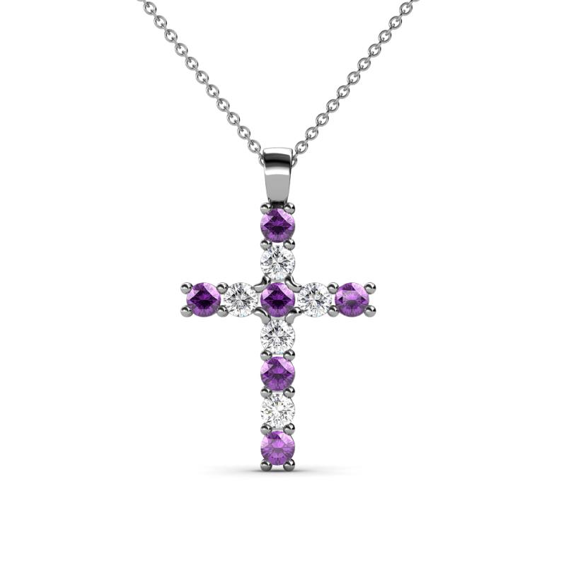 Elihu Petite Amethyst and Diamond Cross Pendant 
