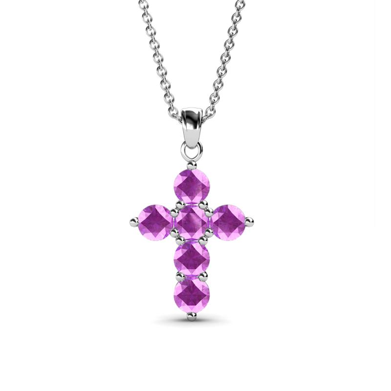 Isabella Amethyst Cross Pendant Amethyst Womens Cross Pendant Necklace ctw K White GoldIncluded Inches K White Gold Chain