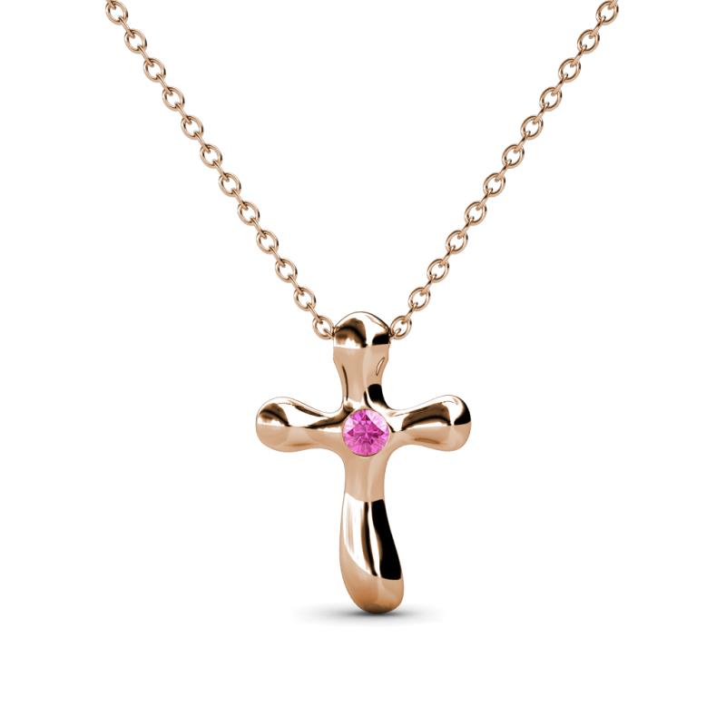 Edena Petite Pink Sapphire Cross Pendant 
