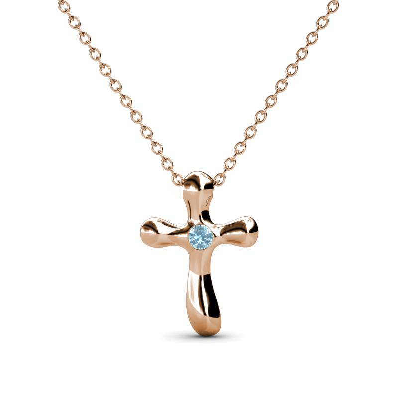 Edena Petite Aquamarine Cross Pendant 