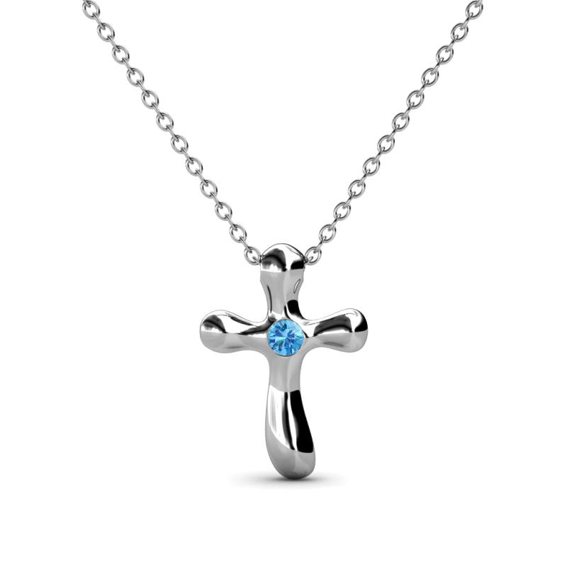 Edena Petite Blue Topaz Cross Pendant 